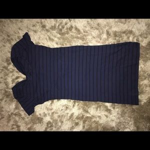 Blue and black striped body con dress